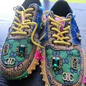 Taxi Multicolored Rhinestone Sneakers Women's Sz 8